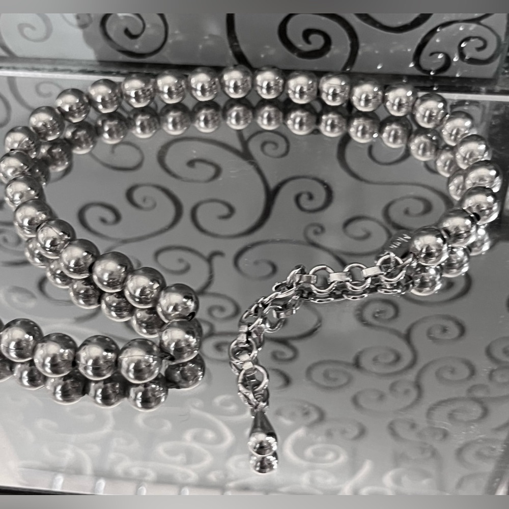 Vintage 16" MONET Silver Beaded Choker